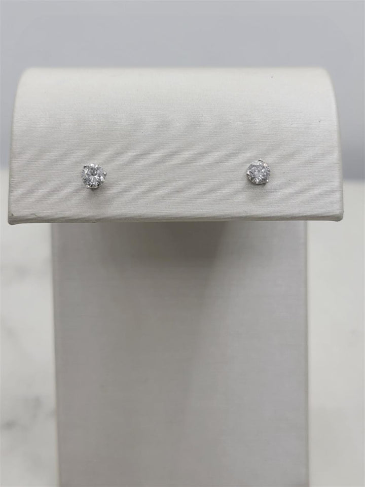 14K White Gold 0.32 Twt Round Diamond Stud Earrings