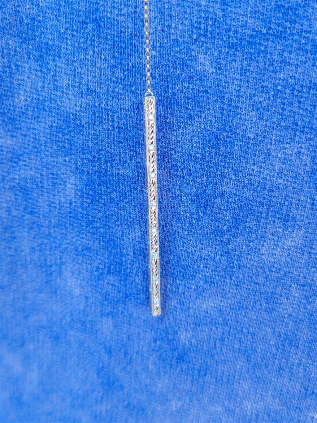 14K Two-Tone Gold Diamond Bar Drop Necklace