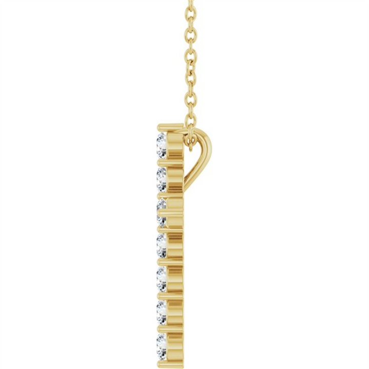 18" 14K Yellow Gold .38 Twt Natural Diamond Cross Necklac