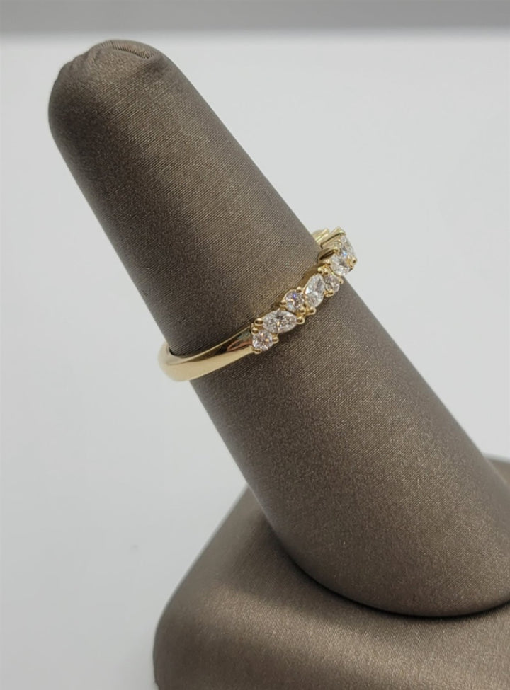 14K Yellow Gold Marquise & Round Diamond Wedding/Fashion Band