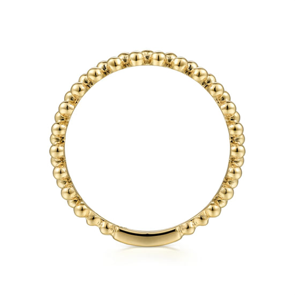 14K Yellow Gold Double Row Bujukan Beads Stackable Ring