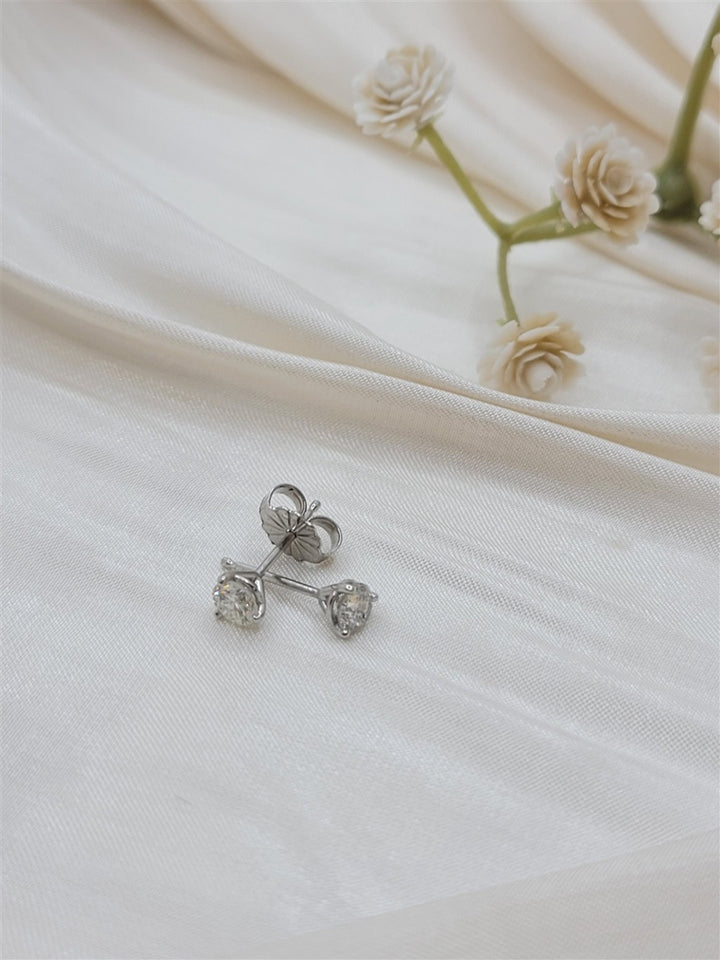14K White Gold 0.46 Twt 3-Prong Cocktail Stud Earrings