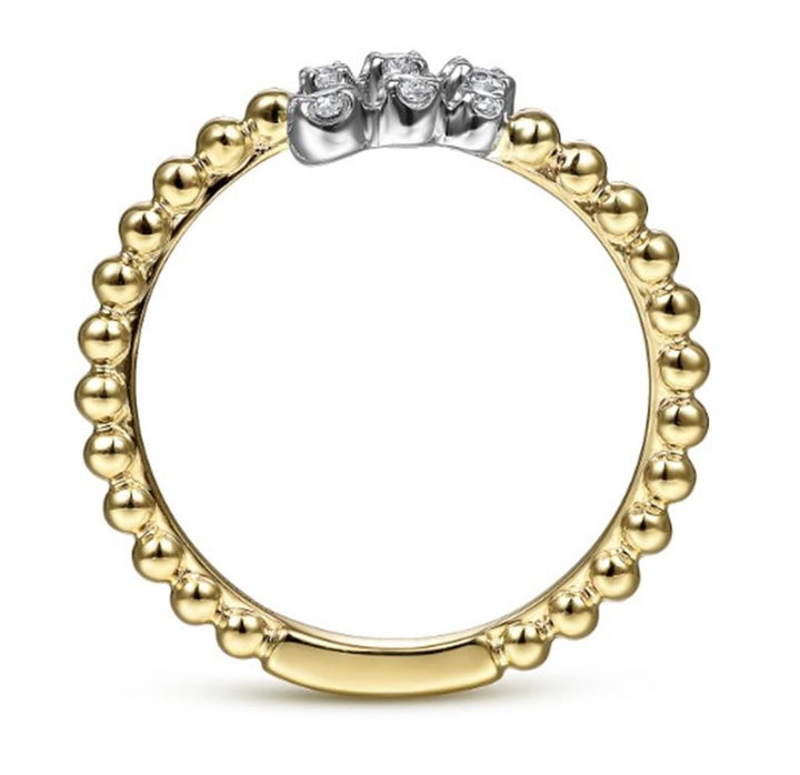 14K Two-Tone Gold By-Pass "Gabriel & Co" Diamond Fashion Ring