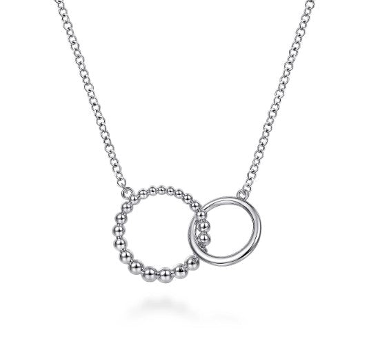 17.5" "Gabriel & Co." Sterling Silver Bujukan Beaded Double Circle Necklace
