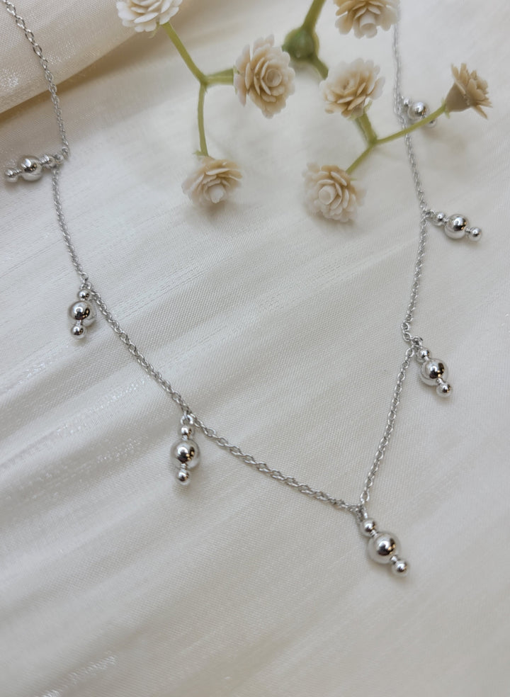 17.5" 925 Sterling Silver Beads Droplet Necklace