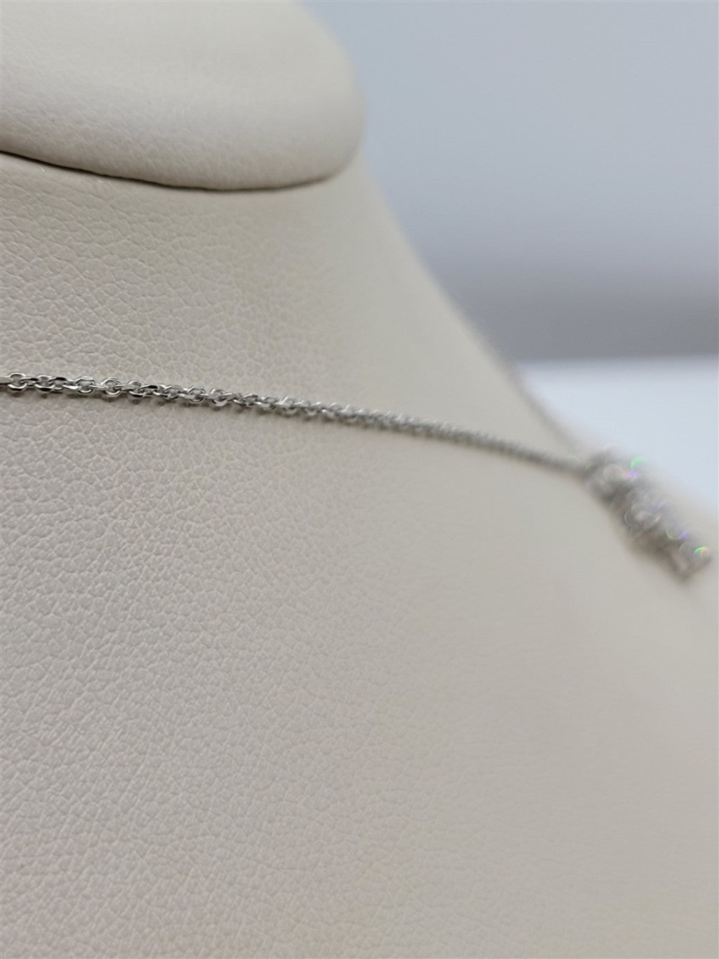 15.5" 14K White Gold Petite Diamond Cross Necklace