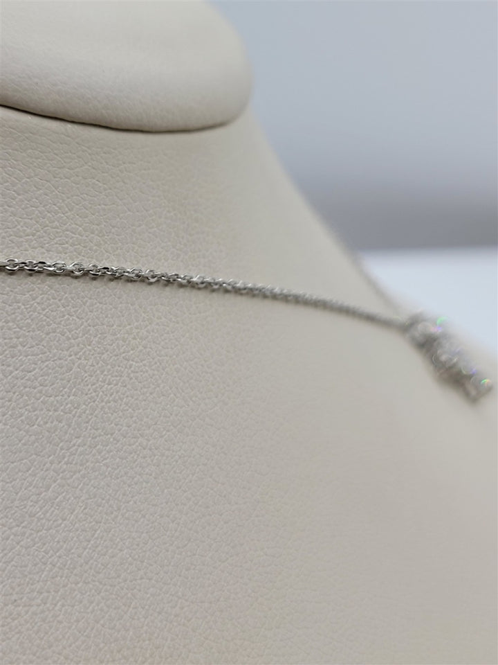 15.5" 14K White Gold Petite Diamond Cross Necklace