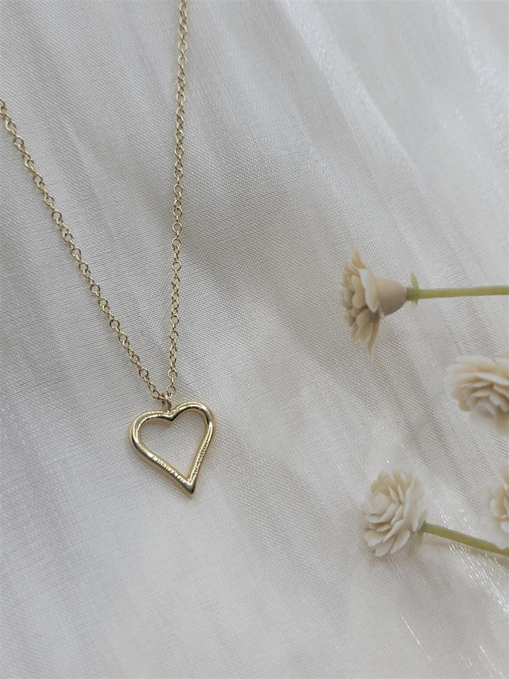 14K Yellow Gold Heart  Gold Necklace