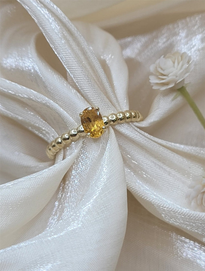 14K Yellow Gold Beaded Citrine Fashion Ring
