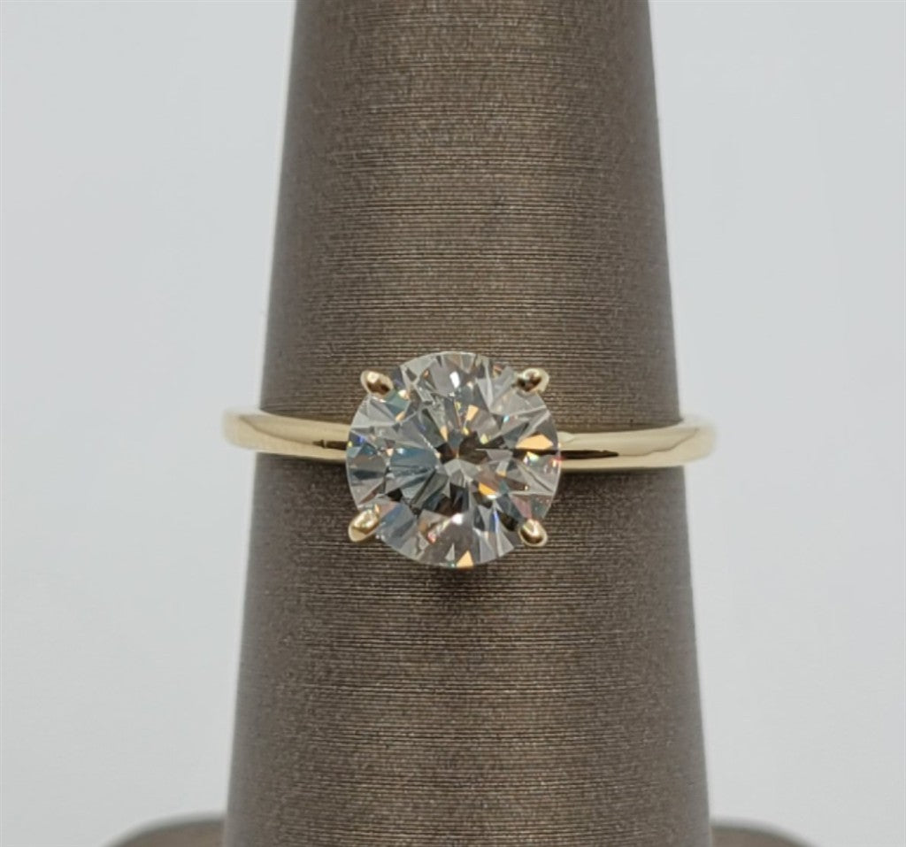 14K Yellow Gold 1.62 ct Soltiare Diamond Engagement Ring