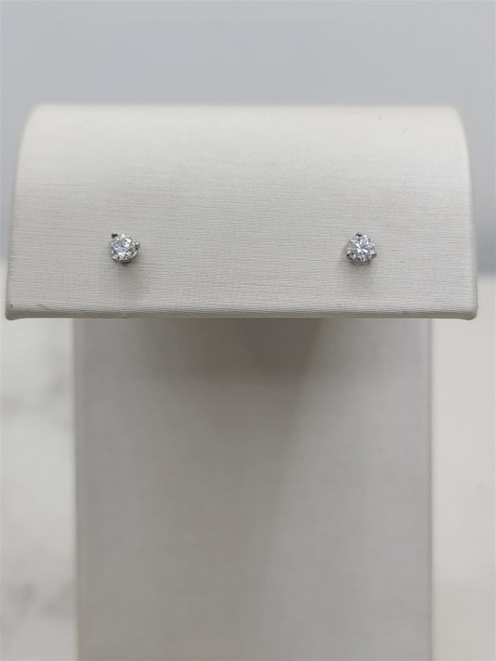 14K White Gold 0.16 Twt Round Diamond Stud Earrings