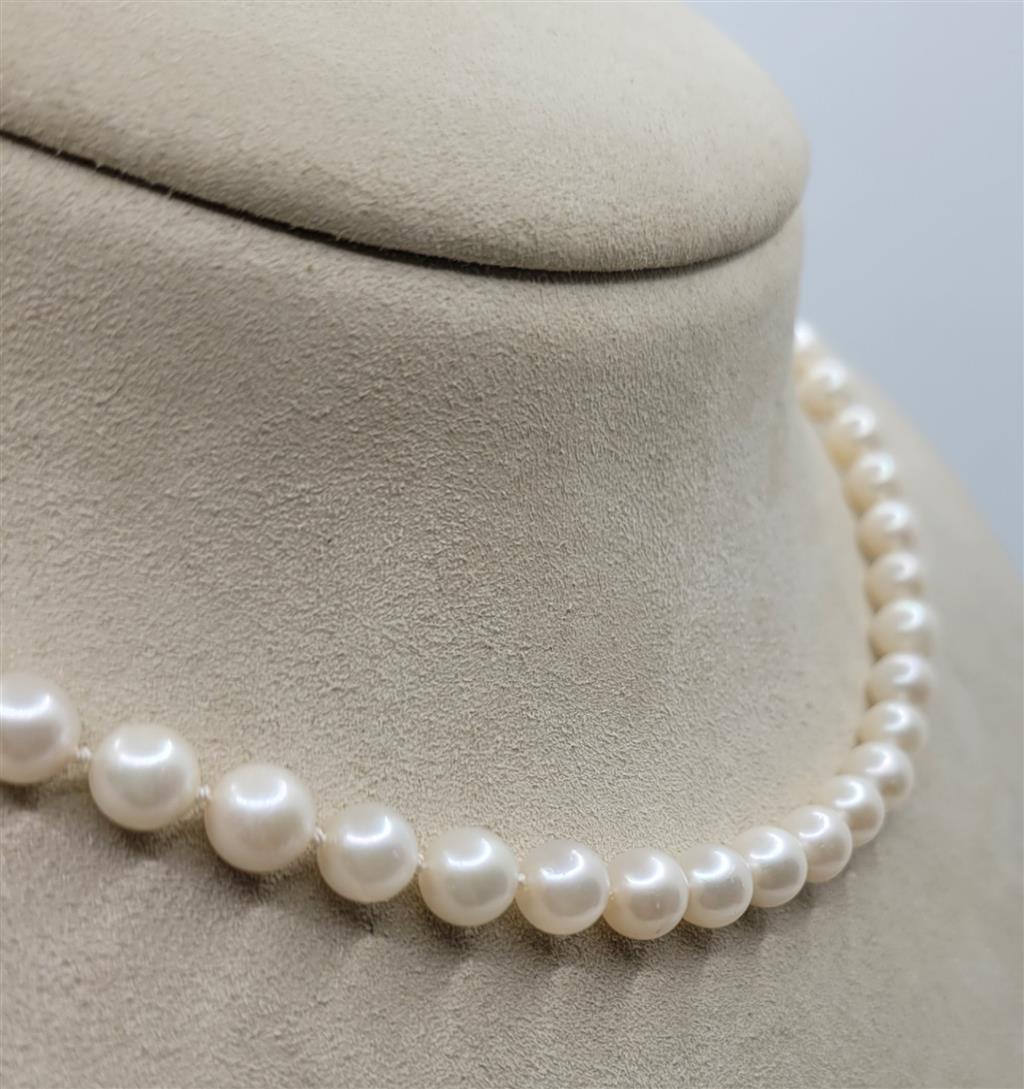 14K White Gold16 inch 7mm  Single Pearl Strand