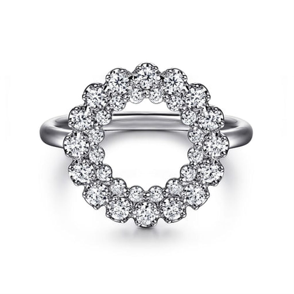 14K White Gold Gabriel And Co Diamond Fashion Open Circle Ring
