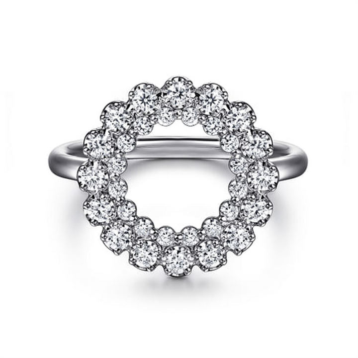 14K White Gold Gabriel And Co Diamond Fashion Open Circle Ring