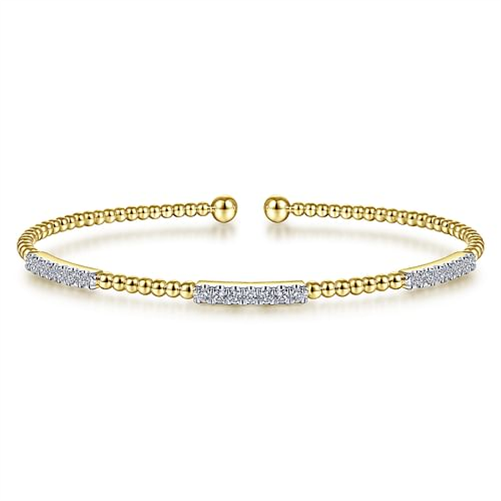 14K Yellow Gold Bujukan Diamond Stations Bangle