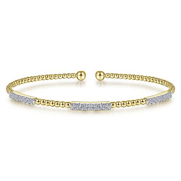 14K Yellow Gold Bujukan Diamond Stations Bangle