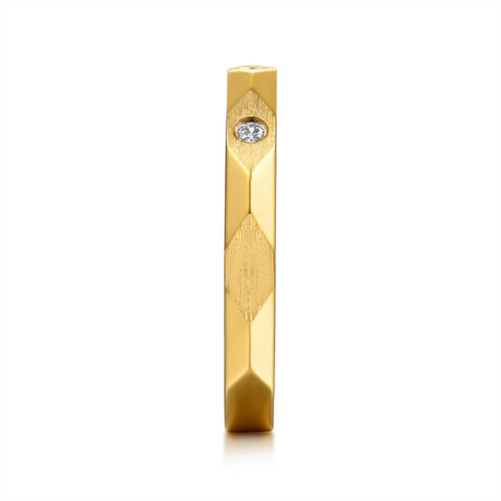 14K Yellow Gold Diamond Cut Stackable Ring