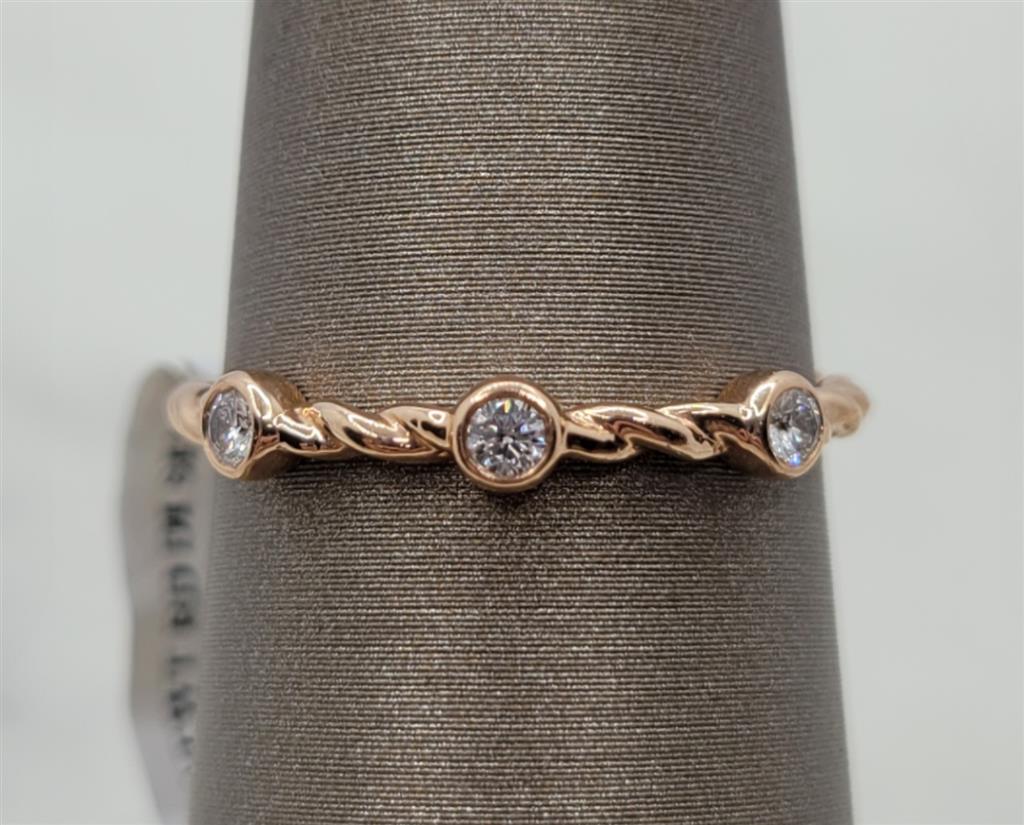 14K Rose Gold Stackable Heera Moti Diamond Fashion Ring