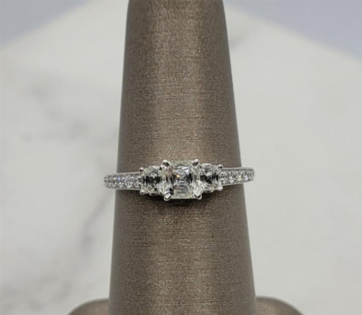 18K White Gold Three Stone Christopher Designs Diamond Engagement Ring