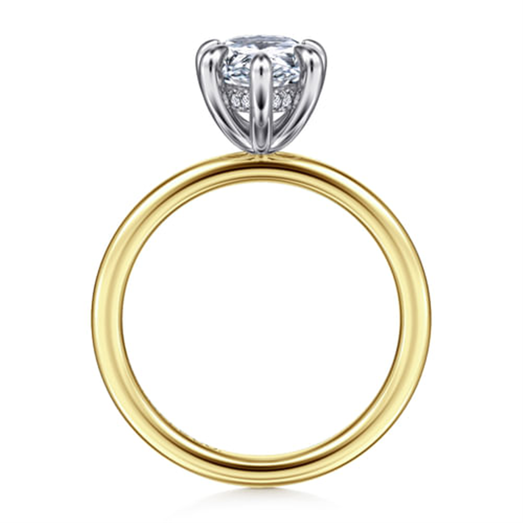 14K White-Yellow Gold Hidden Halo Pear Shape Diamond Engagement Ring