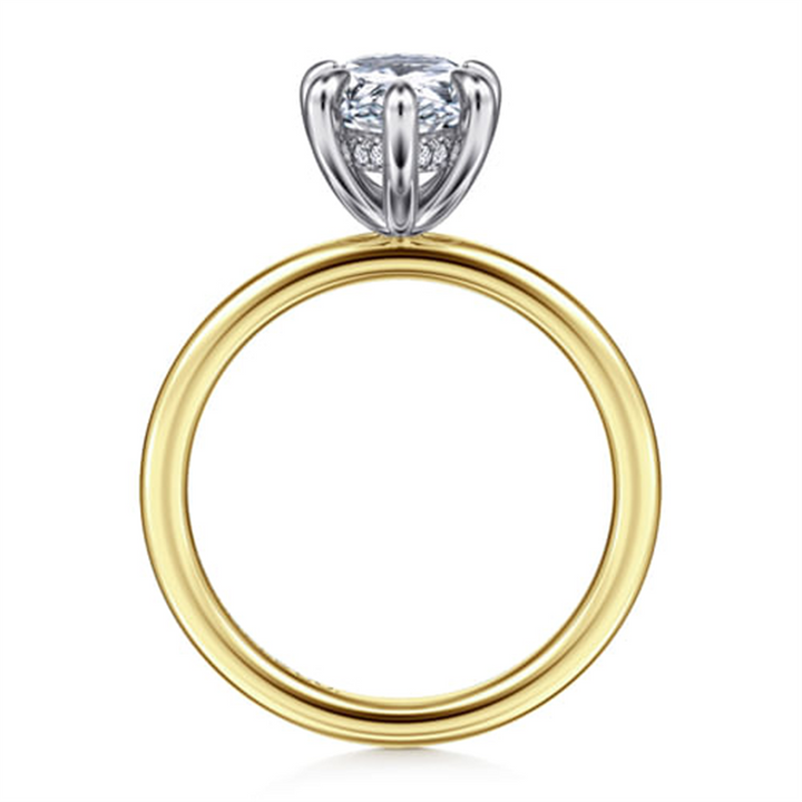 14K White-Yellow Gold Hidden Halo Pear Shape Diamond Engagement Ring