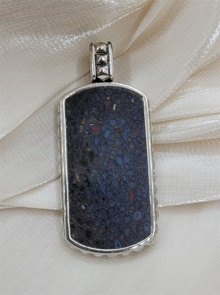 Sterling Silver Dinosaur Bone Dog Tag Pendant