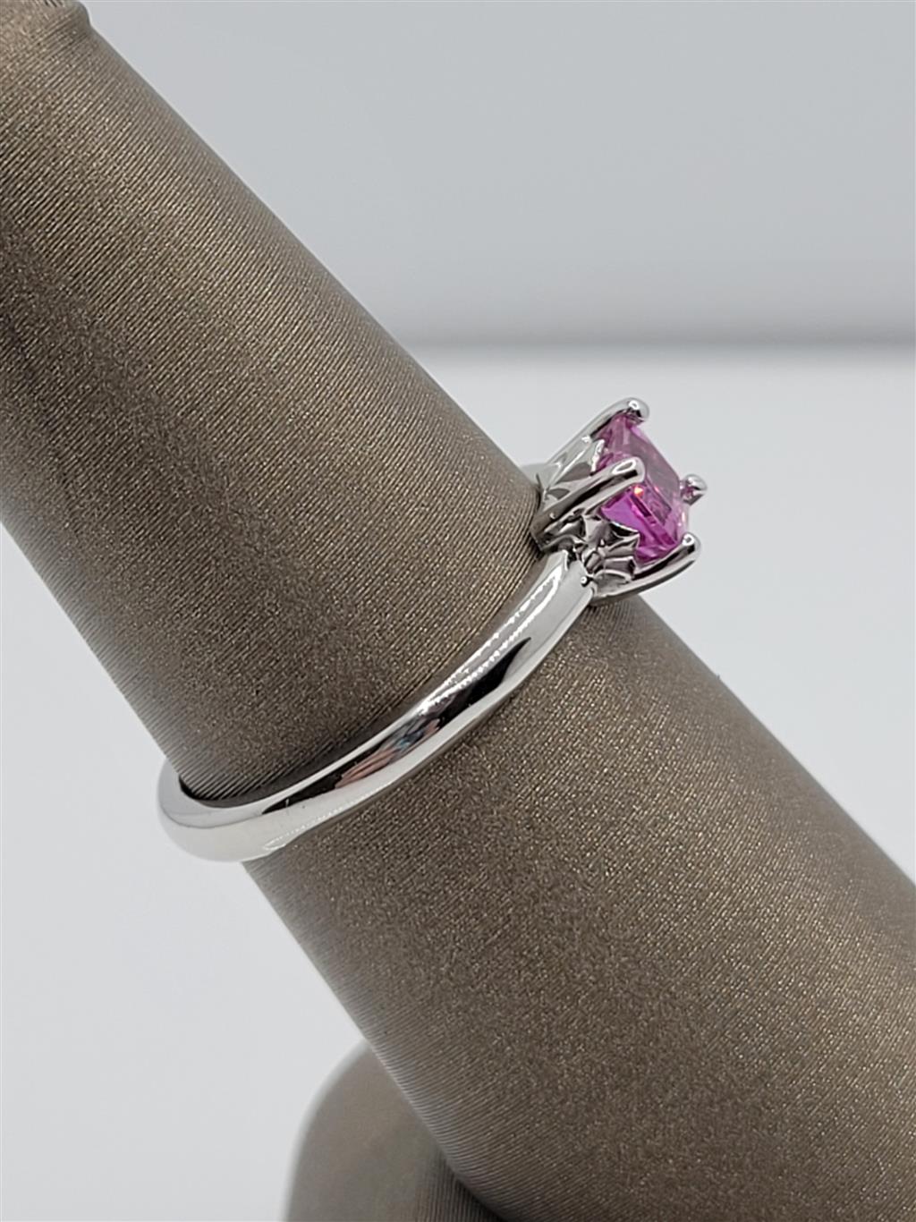 10K White Gold Fashion Pink Tourmaline Gemstone Ring