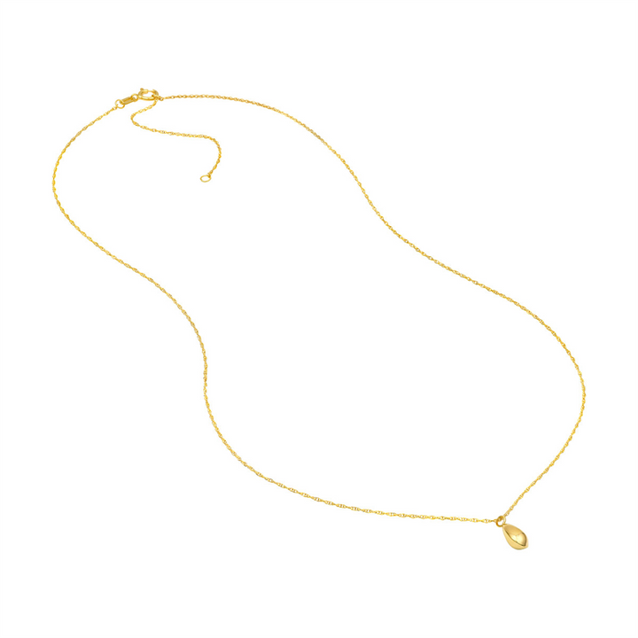 16-18" 14K Yellow Gold Puffy Teardrop Pendant Necklace