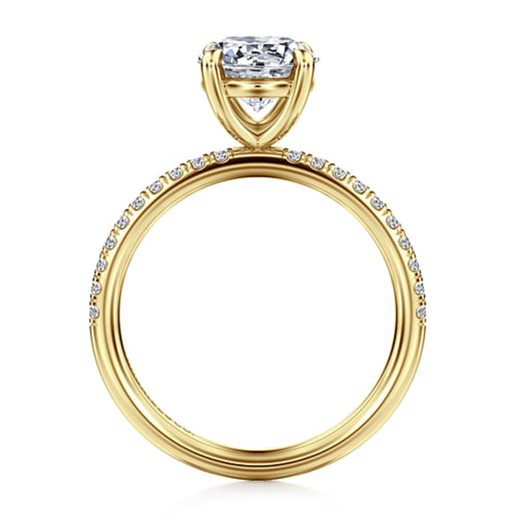 14K Yellow Gold Classic Round "Gabriel & Co" Diamond Ring Mounting