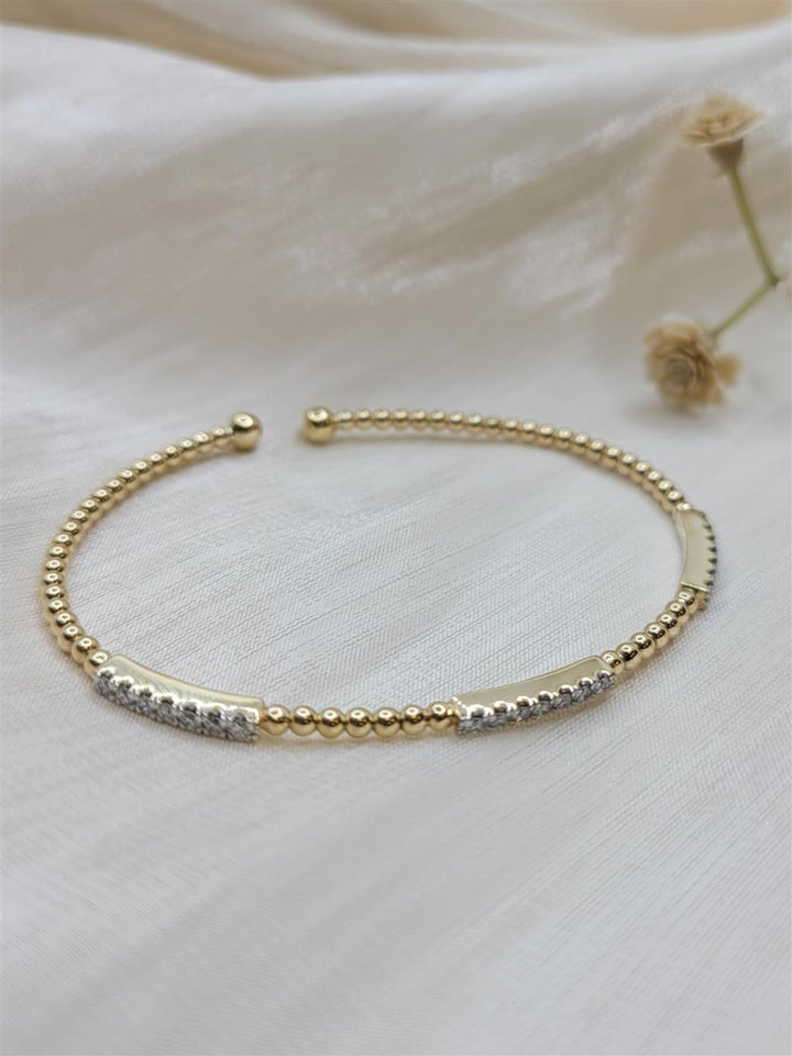 14K Yellow Gold Bujukan Diamond Stations Bangle