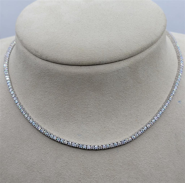 Sterling Silver Cubic Zirconia Tennis Link Silver Necklace