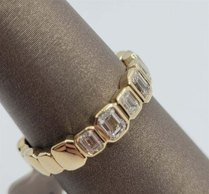 14K Yellow Gold Bezel-Set Emerald Cut Diamond Fashion Band