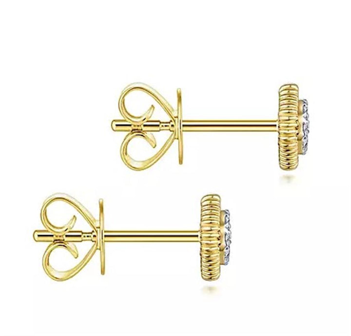 14K Yellow Gold "Gabriel & Co. " Contemporary Diamond Fashion Earrings
