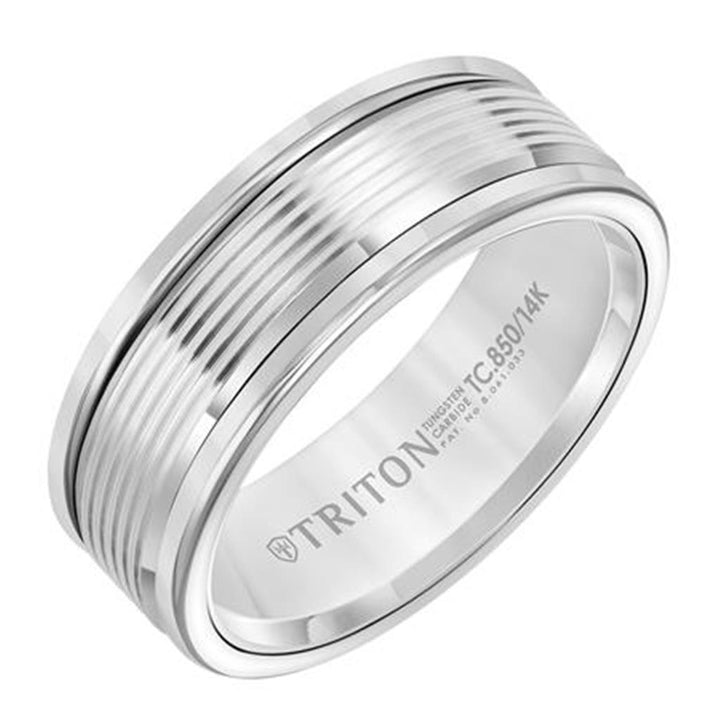 Tungsten & 14k White Gold  8mm Band Wedding Ring