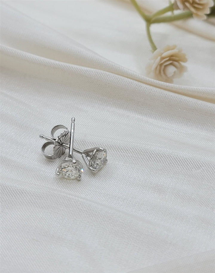 14K White Gold .46 Twt Natural Diamond Martini Stud Earrings