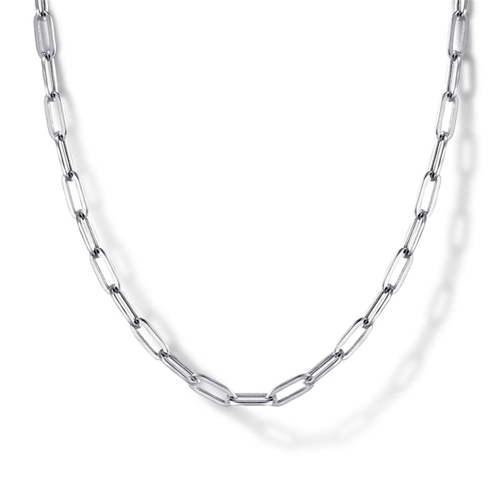 24" "Gabriel & Co" 14K White Gold Paper Clip Chain