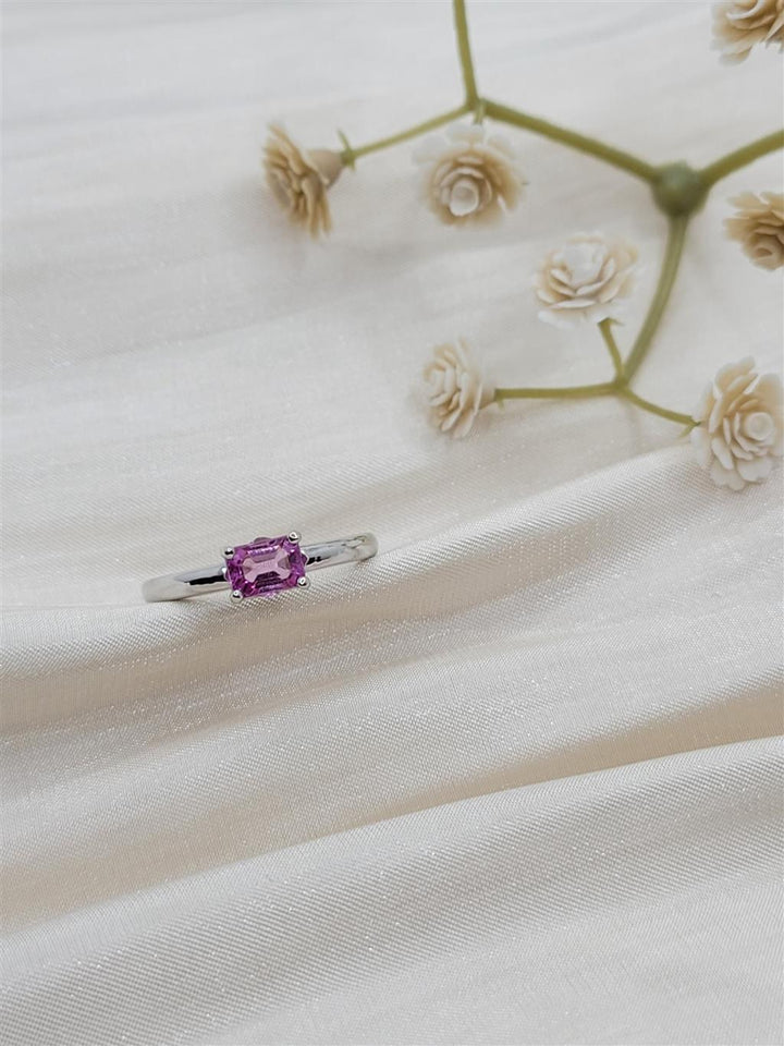 10K White Gold Fashion Pink Tourmaline Gemstone Ring