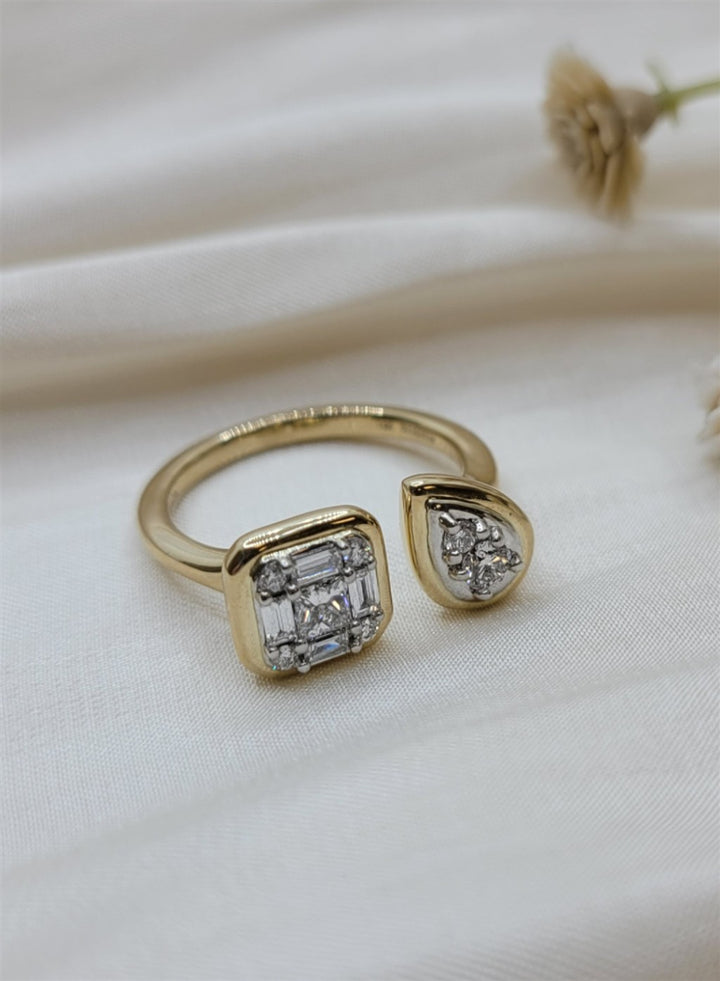 14K White And Yellow Gold .45 Twt Diamond Stackable Open Ring