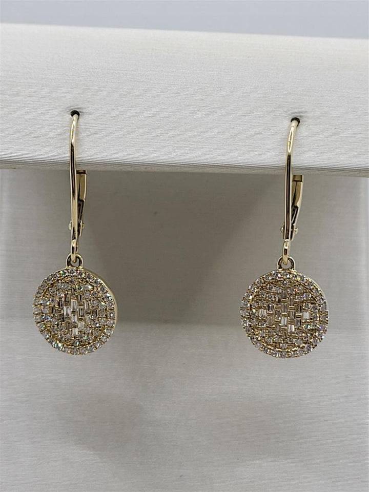 14K Yellow Cluster Dangle Diamond Fashion Earrings