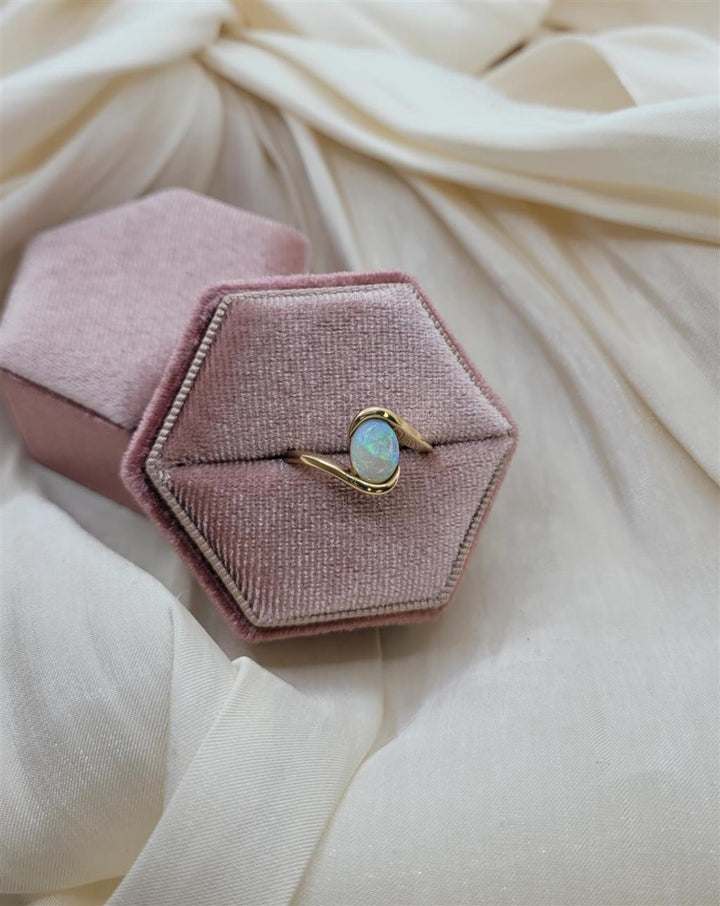 14K Yellow Gold Custom Designed Opal Bypass Ring