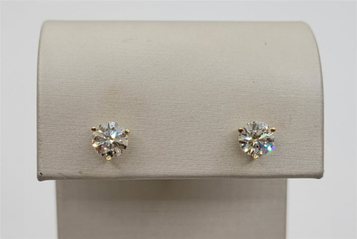 14K Yellow Gold 1.68 Twt Round cut Diamond Stud Earrings