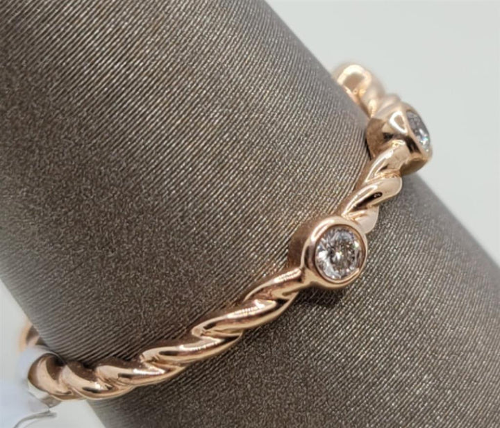 14K Rose Gold Stackable Heera Moti Diamond Fashion Ring