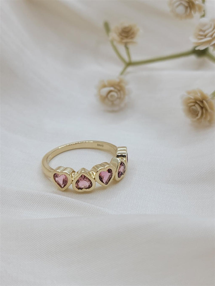 14K Yellow Gold Fashion Tourmalines & Gemstone Ring