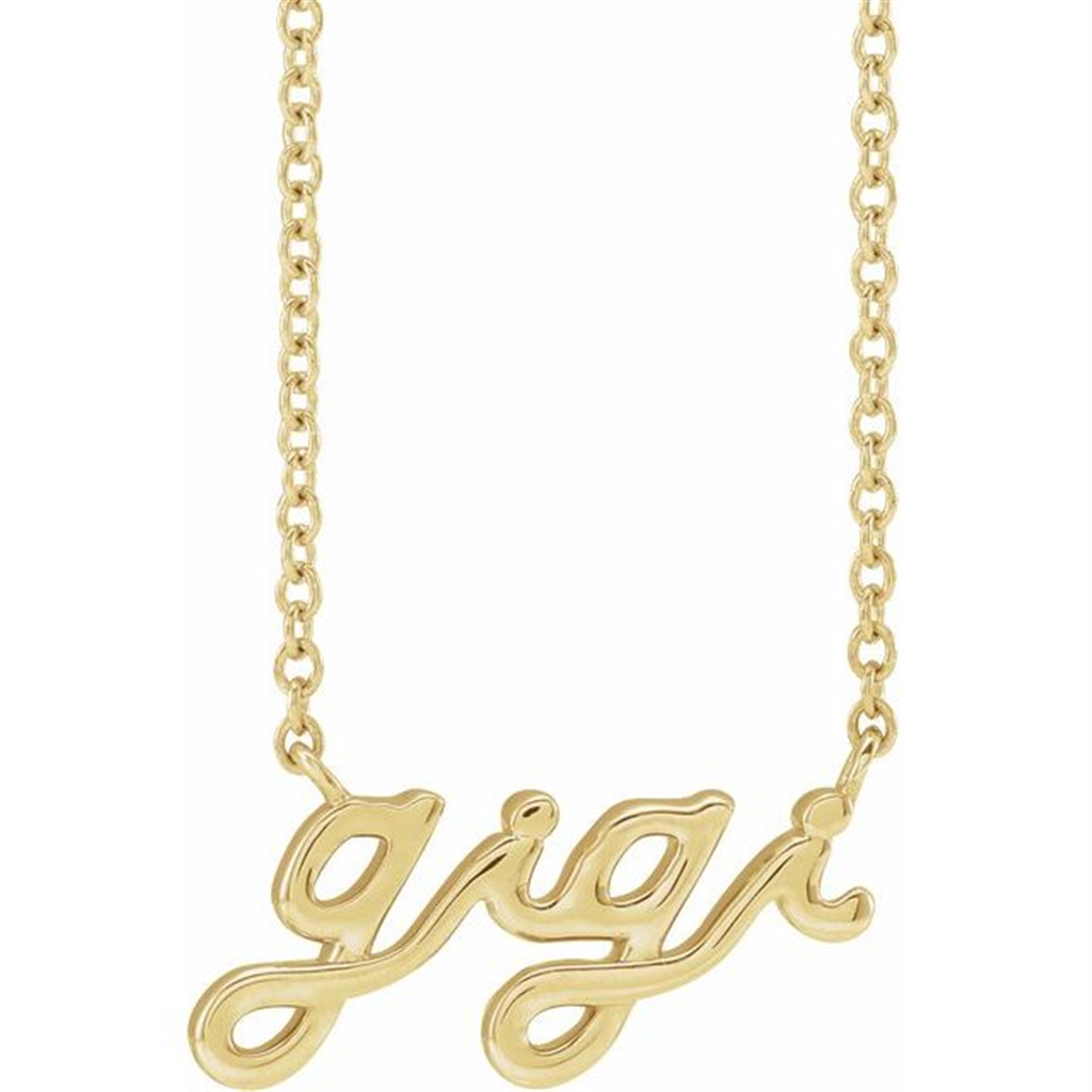 18" 14K Yellow Gold Script Gigi Necklace