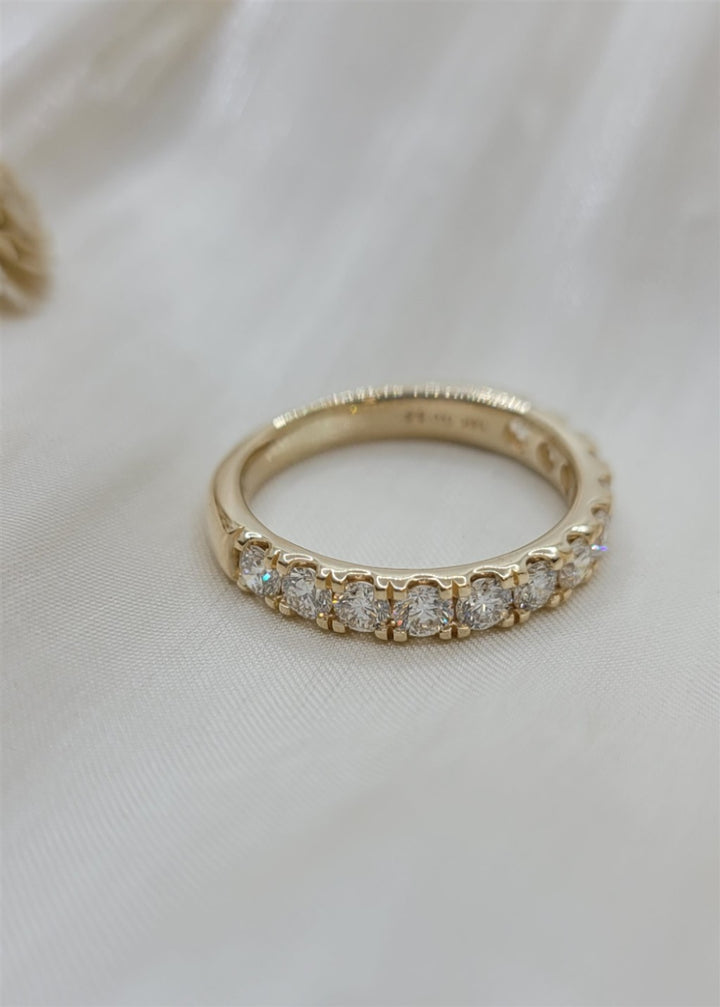 14K Yellow Gold Prong Set Natural Diamond Wedding Band