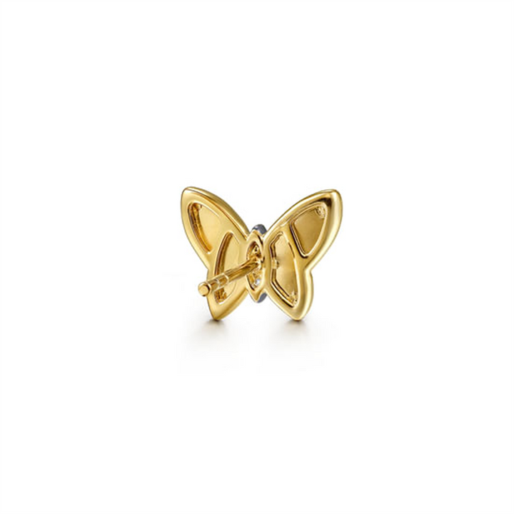 14K Yellow Gold Diamond Butterfly Fashion Earrings