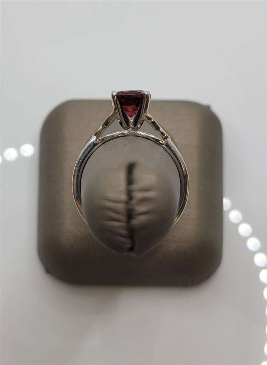 14K White Gold Garnet Celtic Fashion Ring
