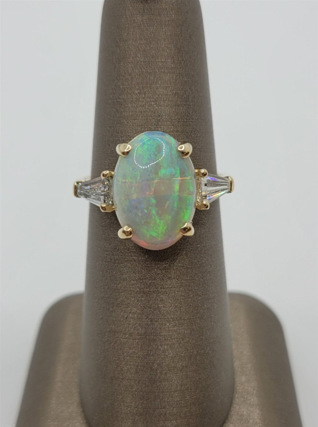 14K Yellow Gold Opal & Diamond Fashion Ring