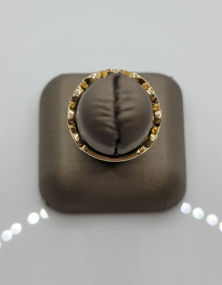 14K Yellow Gold Diamond Oval Fashion Ring