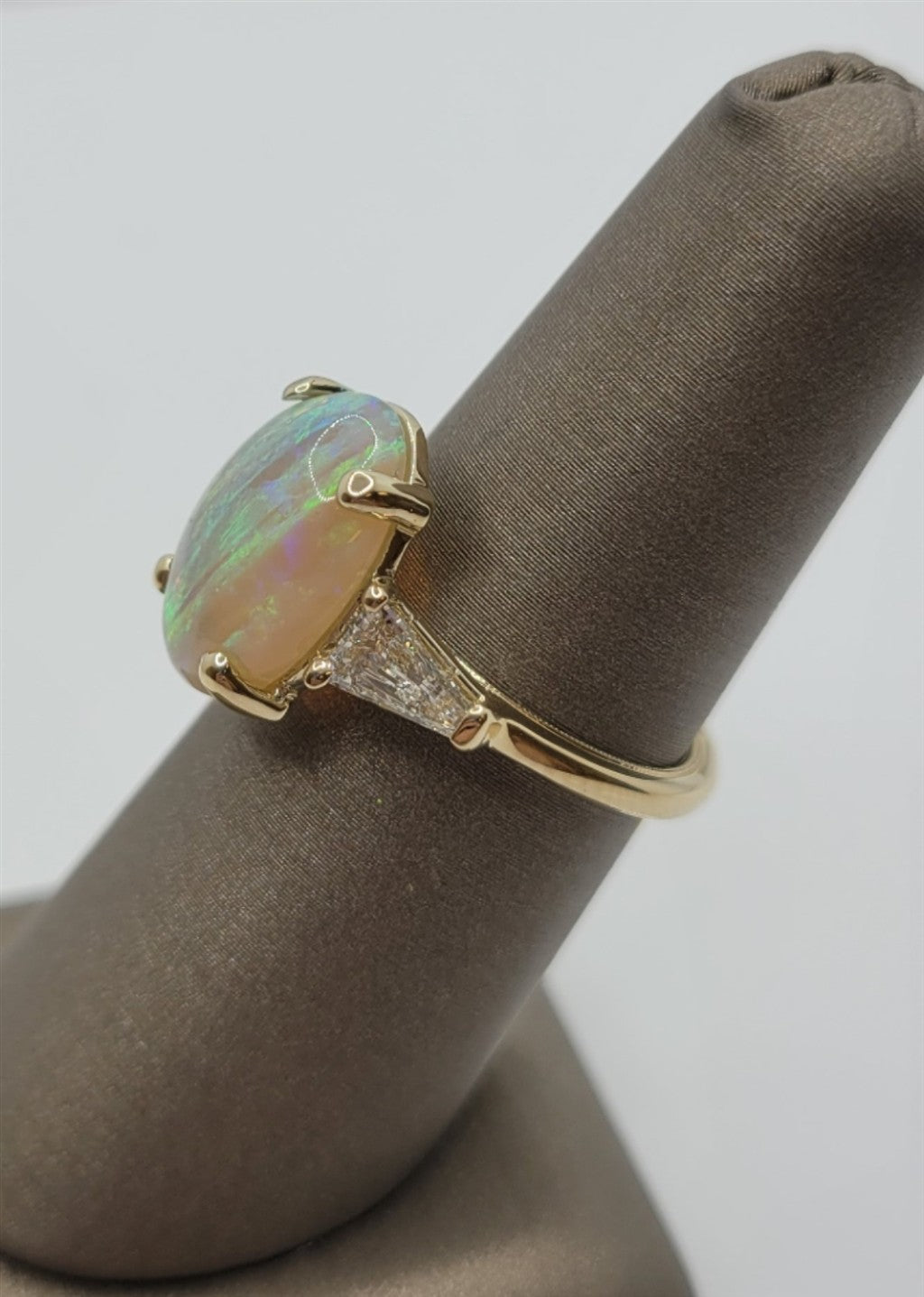 14K Yellow Gold Opal & Diamond Fashion Ring